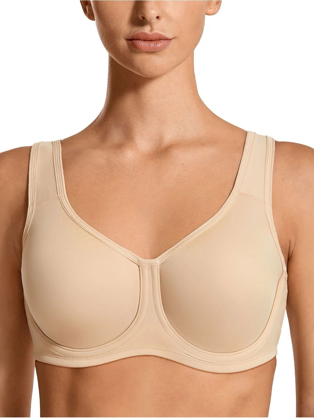 Syrokan Women's Max Control High Impact Underwire Sports Bra in Nude